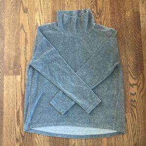 Banana Republic Gray Velour Mock Neck Pullover Sweater Sweatshirt Sz Small Cozy
